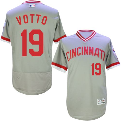 Reds #19 Joey Votto Grey Flexbase Authentic Collection Cooperstown Stitched MLB Jersey